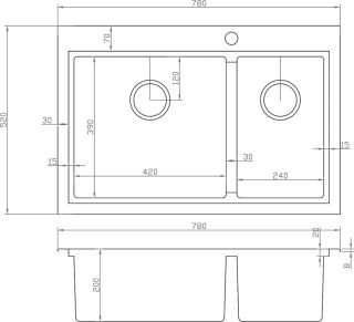 Мойка кухонная Zorg Master ZM N-78-2-52-L